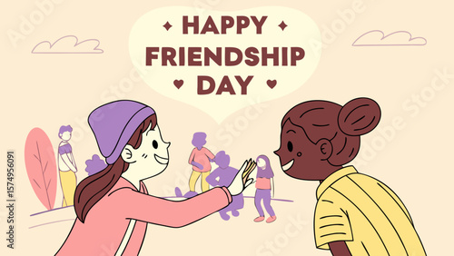 Happy friendship day celebration with best friends forever and friendship bond cartoon illustration design