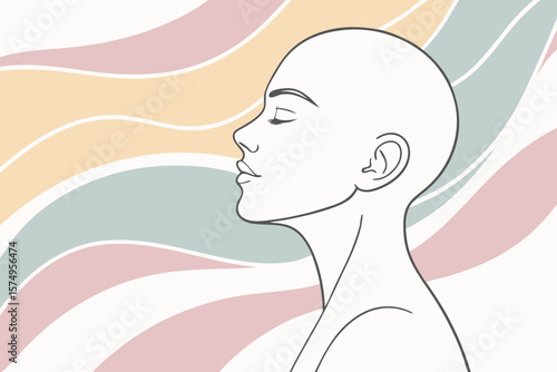 An abstract outline of a human head and shoulders in pastel colors with no defining features