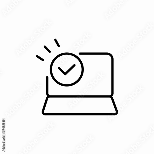 laptop checkmark icon sign vector
