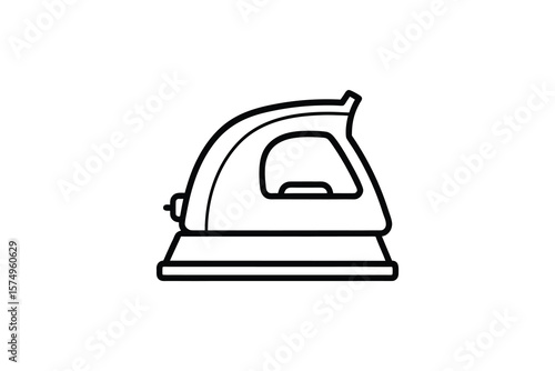 Simple Line Art Illustration of a Clothes Iron for Laundry and Garment Care