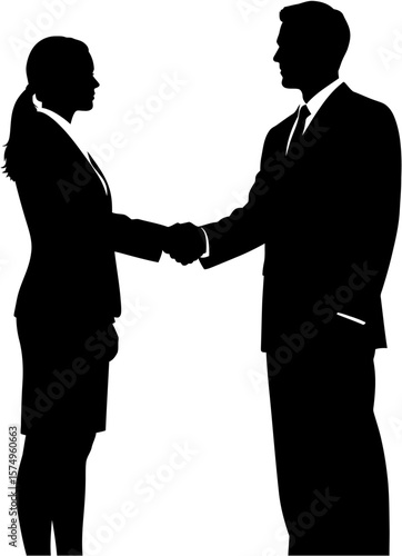 Business Partnership  Handshake Silhouette Vector EPS Illustration - Teamwork, Collaboration, Agreement Concept