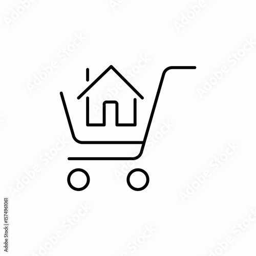 shopping cart house icon sign vector