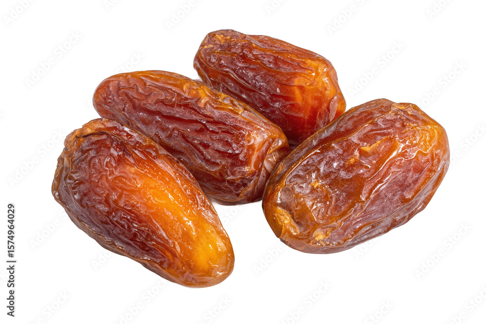 Four Ripe Dates Isolated on White Transparent Background Four Ripe Dates Isolated on White Transparent Background
