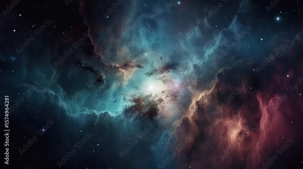 Obraz premium Cosmic Nebula with Stellar Cloudscape.
