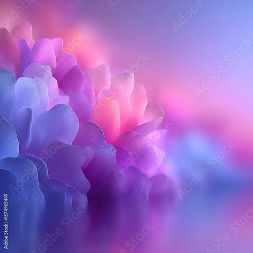 Abstract rendering of soft, layered, pastel-colored petals