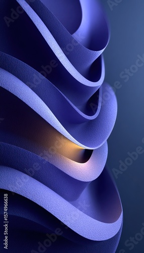 Abstract, swirling blue ribbons create a layered, textured design