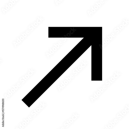 Diagonal arrow pointing up and right icon