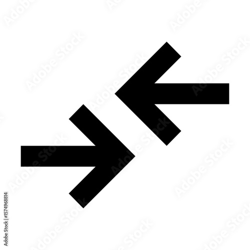 Two arrows pointing in opposite directions towards each other