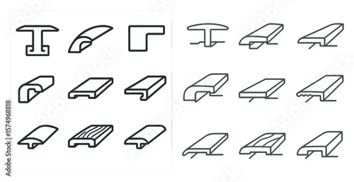 The image is a collection of different types of metal pieces, all of which are drawn in a simple, stylized manner. Scene is one of organization and categorization