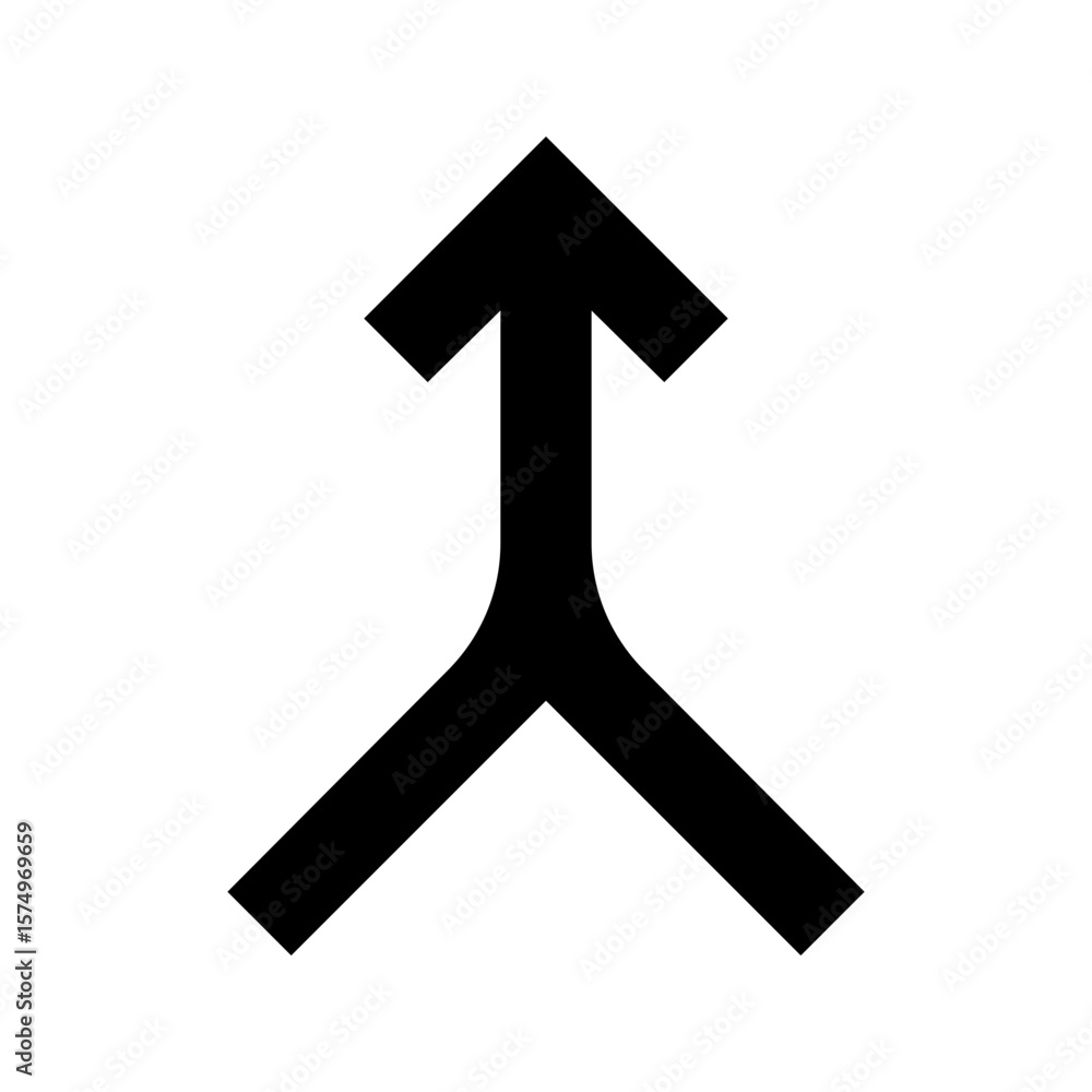 Фотография Abstract merging lines and arrow icon