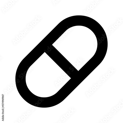 Simple outline icon of a medical pill capsule
