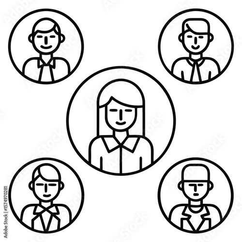 People avatars in circles group team