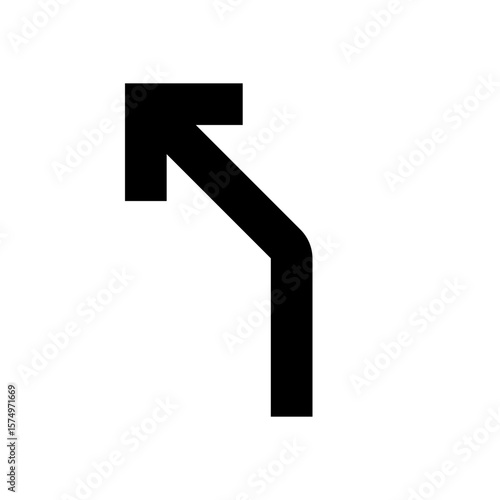 Black arrow indicating a slight left turn
