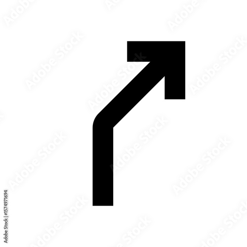 Black arrow symbol indicating a slight turn right