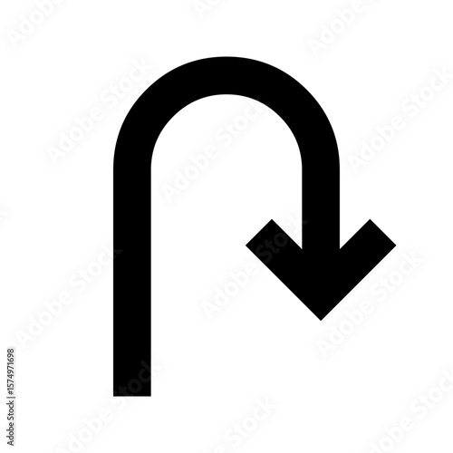 Black U Turn Arrow Direction Symbol