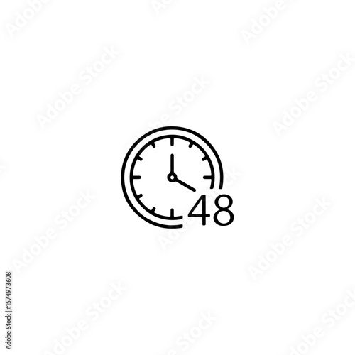 48 hour clock icon flat vector design.