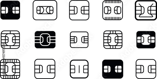 Vector SIM Card Icons:  Black and White Outline Styles