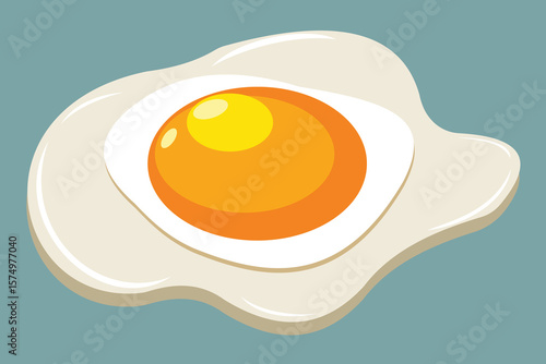 Illustration of a Fried Egg with Bright Yolk on a Pale Background