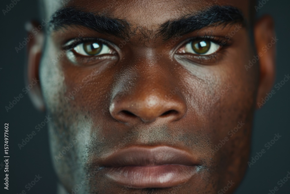 Fototapeta premium Close-up portrait of serious young man expressing confidence and determination