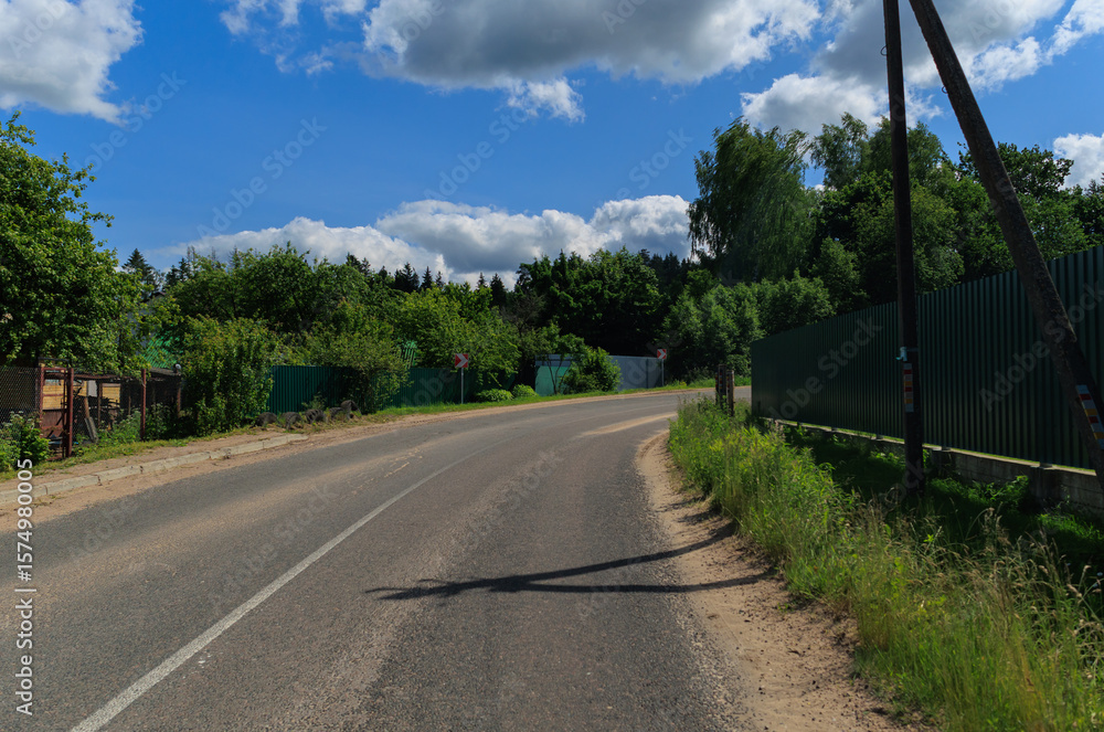 Naklejka premium Highway wide road, transport and blue sky on a summer day