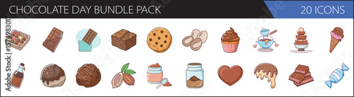 Chocolate Day Bundle Pack - Sweet Treats, Dessert, and Confectionery Vector Icons Collection