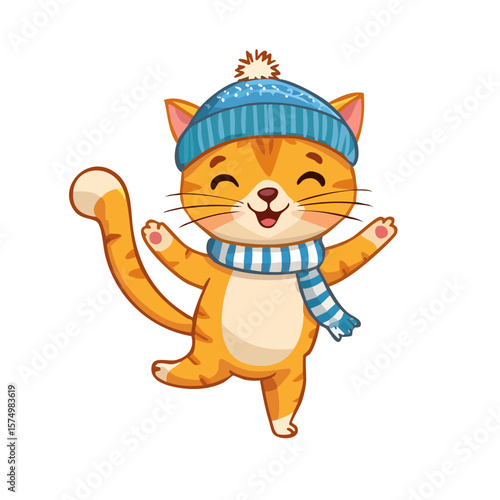 Cute Cartoon Dancing Cat Ch...