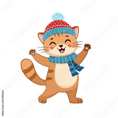 Cute Cartoon Dancing Cat Ch...