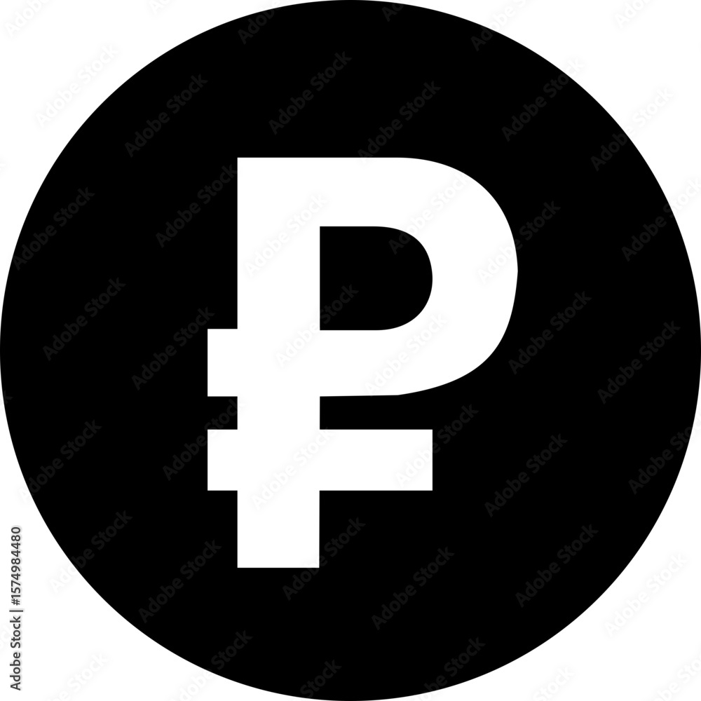 Obraz premium Ruble currency coin icon symbol. Popular international currency sign isolated on transparent background. Russian ruble money coin sign. Vector illustration.