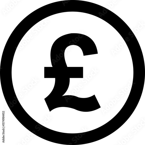 Pound currency coin icon symbol. Popular international currency sign isolated on transparent background. Pound money coin sign. Vector illustration.