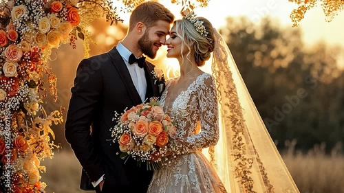 Golden Hour Wedding: Couple's Romantic Portrait