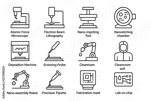 Nanotechnology tools and equipment diagrams for advanced scientific research