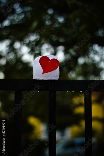 red heart in the snow