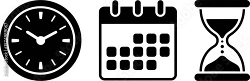Time management vector icons clock calendar hourglass deadline schedule appointment reminder planning 100 editable