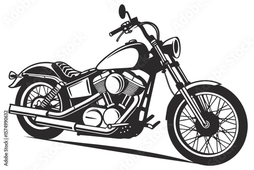 Classic cruiser motorcycle silhouette with bold color accents