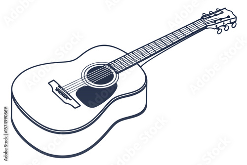 Stylized acoustic guitar silhouette with classic shape and bold outlines