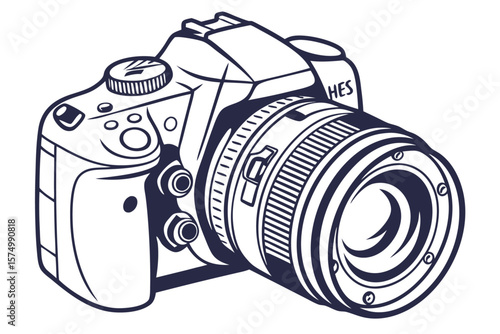 Isolated dslr camera silhouette in a classic photography style