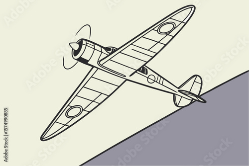 Classic airplane silhouette in a side profile view