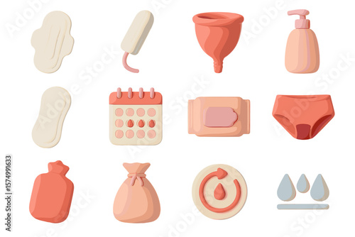 Feminine hygiene essentials: menstrual products and care items display