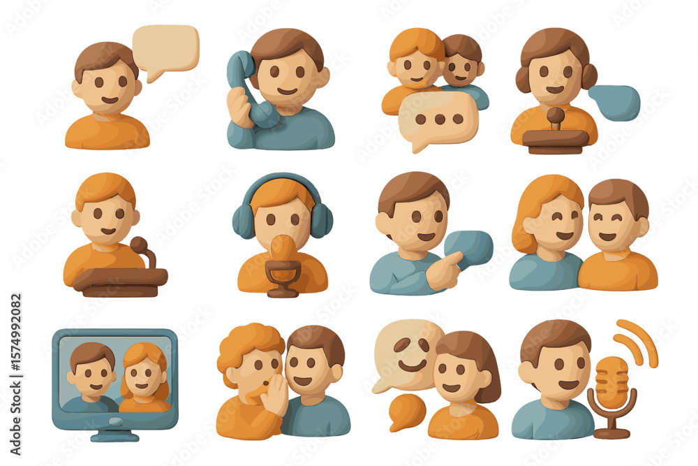 Cartoon avatars communicating in various media and interactive settings Cartoon avatars communicating in various media and interactive settings