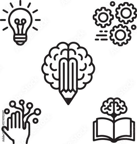 Hand drawn light bulb icon representing creative idea and innovation in design and business concepts