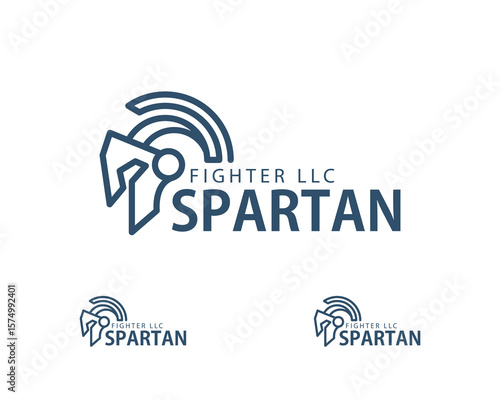 Spartan logo creative helmet design concept line art