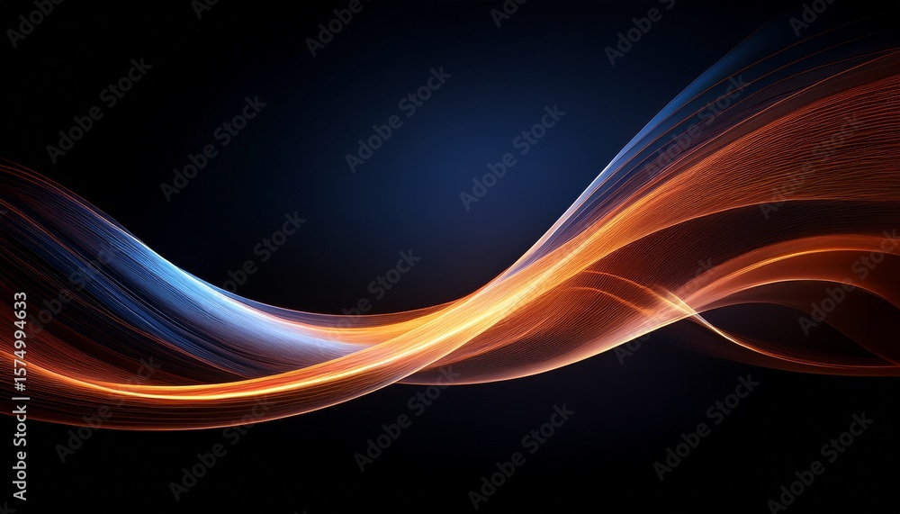 Fototapeta premium elegant waves of light flowing seamlessly creating a sense of motion and tranquility against a dark backdrop