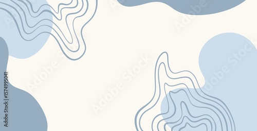 Fotografia This abstract background combines blue and beige shades with lavender illustrations and curves