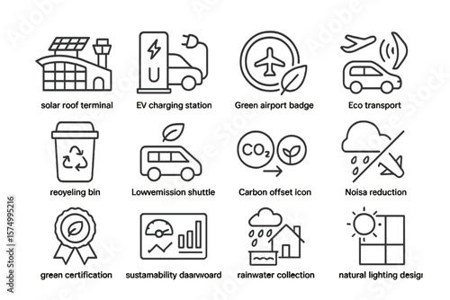 Eco-friendly icons on metallic background for sustainable transportation