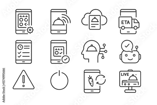 Smart technology icons on dark background for digital interfaces