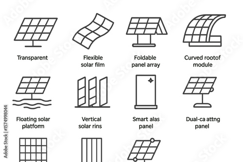 Various innovative solar panel designs with creative architecture