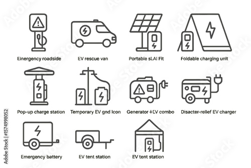 Emergency ev charging solutions illustrated with solar and mobile units