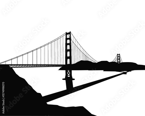 Simple Black Silhouette of San Francisco Golden Gate Bridge Design