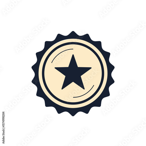 Stylized badge design with star emblem on white background
