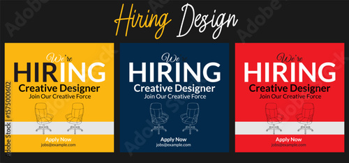 Hiring recruitment open vacancy design vector. We are hiring design vector for vacant sign Job hiring poster, social media, banner, flyer and recruitment poster